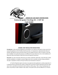 a Ver el documento American-car-craft Pontiac G8 Speaker Trim Bezels Polished Front Door Manual de usuario